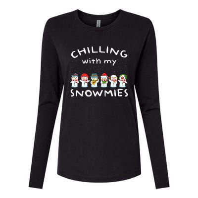 Funny Snowmies Family Christmas Matching Pajamas Snow Man Womens Cotton Relaxed Long Sleeve T-Shirt