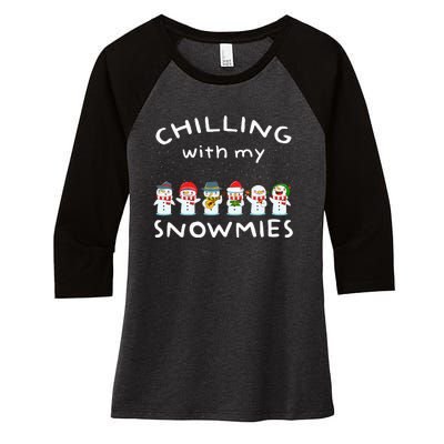 Funny Snowmies Family Christmas Matching Pajamas Snow Man Women's Tri-Blend 3/4-Sleeve Raglan Shirt