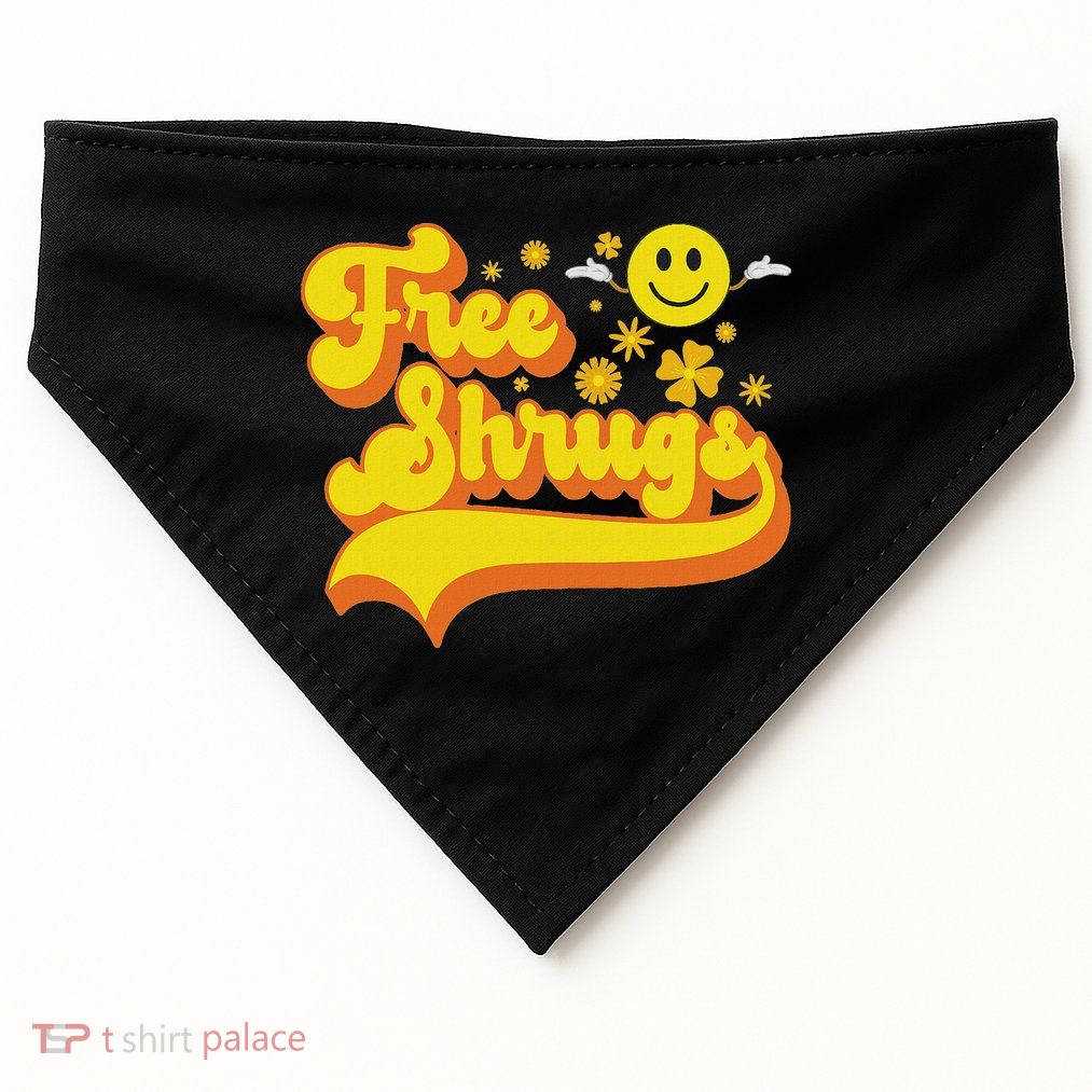 Free Shrugs Funny Classic Parody USA-Made Doggie Bandana