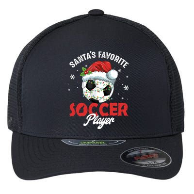 Funny Santa's Favorite Soccer Player Christmas Pajama TShirt Flexfit Unipanel Trucker Cap