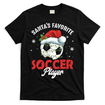 Funny Santa's Favorite Soccer Player Christmas Pajama TShirt T-Shirt