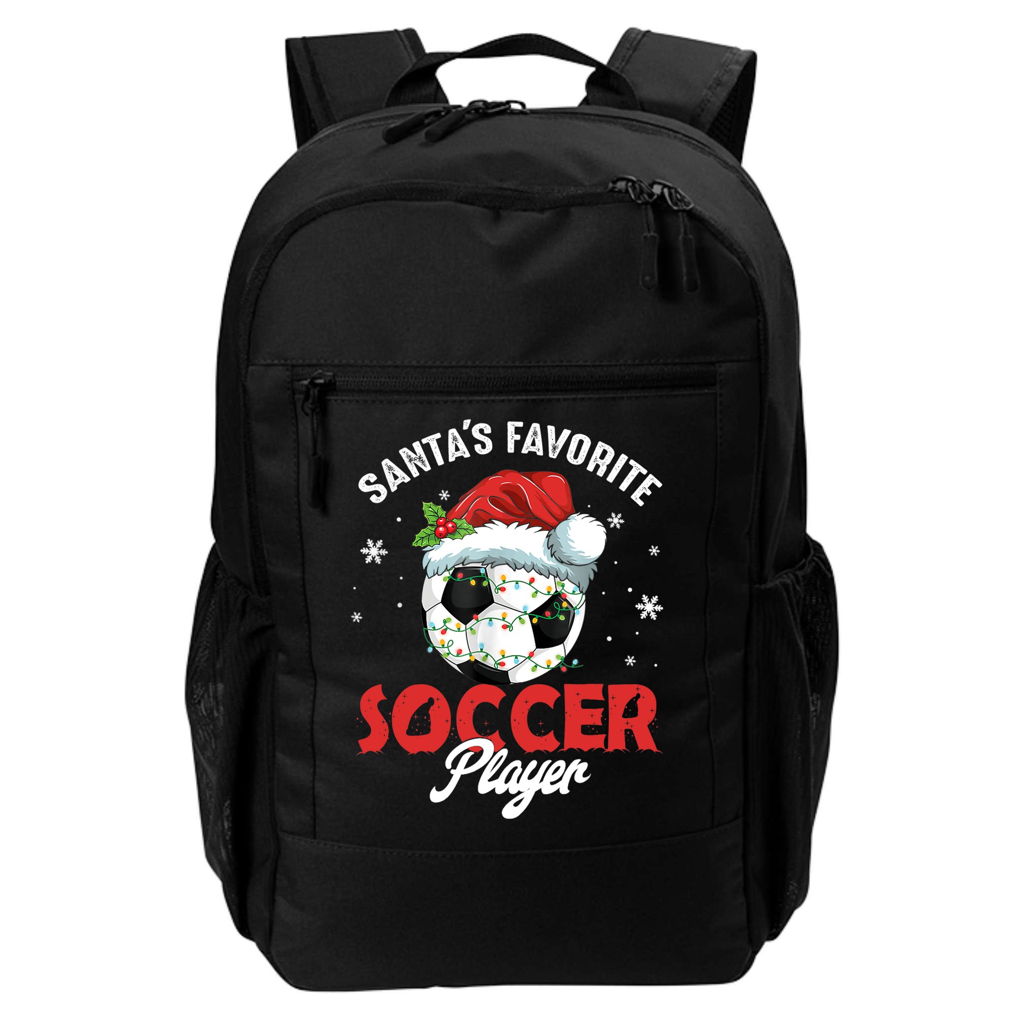 Funny Santa's Favorite Soccer Player Christmas Pajama TShirt Backpack
