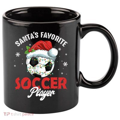 Funny Santa's Favorite Soccer Player Christmas Pajama TShirt 11oz C Handle Ceramic Mug