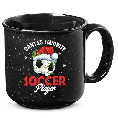 Funny Santa's Favorite Soccer Player Christmas Pajama TShirt 15oz Campfire Ceramic Mug