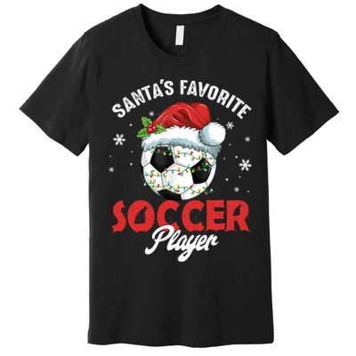 Funny Santa's Favorite Soccer Player Christmas Pajama TShirt Premium T-Shirt