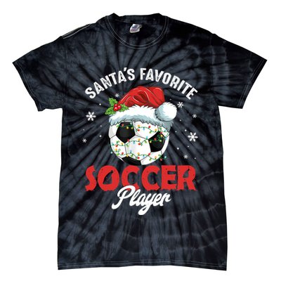 Funny Santa's Favorite Soccer Player Christmas Pajama TShirt Tie-Dye T-Shirt