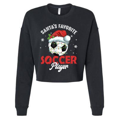 Funny Santa's Favorite Soccer Player Christmas Pajama TShirt Cropped Pullover Crew