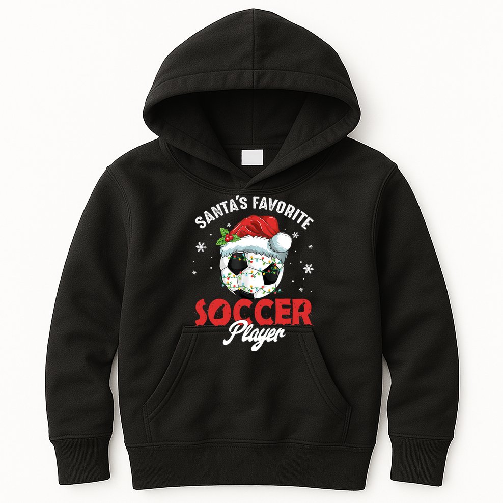 Funny Santa's Favorite Soccer Player Christmas Pajama TShirt Kids Hoodie