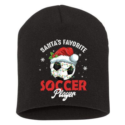 Funny Santa's Favorite Soccer Player Christmas Pajama TShirt Short Acrylic Beanie