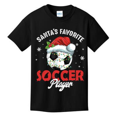 Funny Santa's Favorite Soccer Player Christmas Pajama TShirt Kids T-Shirt