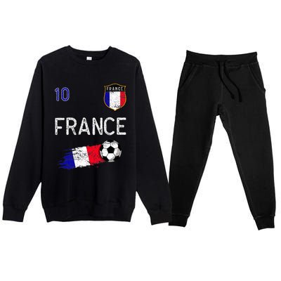 France Soccer Fans Jersey French Flag Football Lovers Premium Premium Crewneck Sweatsuit Set