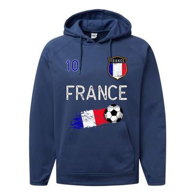 France Soccer Fans Jersey French Flag Football Lovers Premium Performance Fleece Hoodie