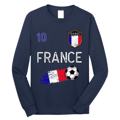 France Soccer Fans Jersey French Flag Football Lovers Premium Long Sleeve Shirt