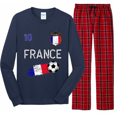 France Soccer Fans Jersey French Flag Football Lovers Premium Long Sleeve Pajama Set