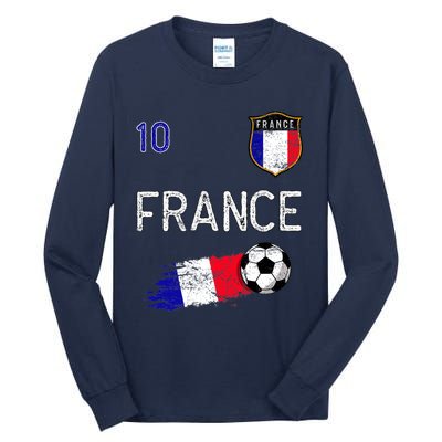 France Soccer Fans Jersey French Flag Football Lovers Premium Tall Long Sleeve T-Shirt