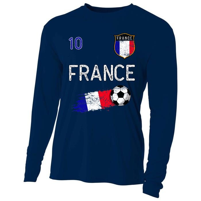 France Soccer Fans Jersey French Flag Football Lovers Premium Cooling Performance Long Sleeve Crew