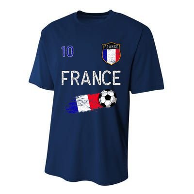 France Soccer Fans Jersey French Flag Football Lovers Premium Performance Sprint T-Shirt