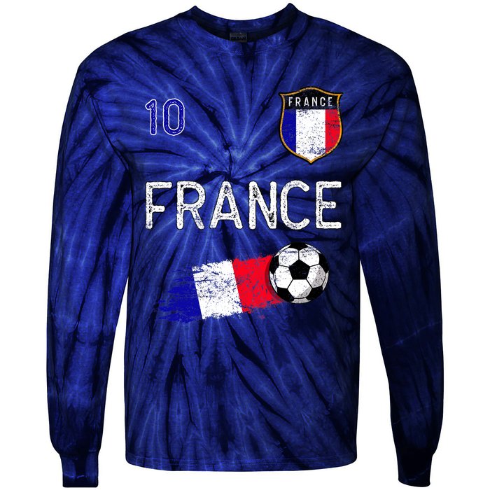 France Soccer Fans Jersey French Flag Football Lovers Premium Tie-Dye Long Sleeve Shirt