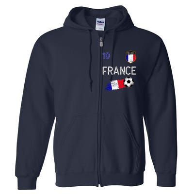 France Soccer Fans Jersey French Flag Football Lovers Premium Full Zip Hoodie