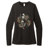 Floral Skeleton Funny Goth Halloween Costume Women Womens CVC Long Sleeve Shirt