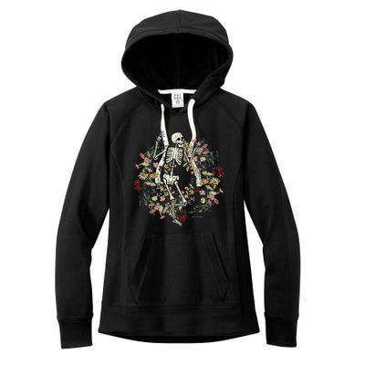 Floral Skeleton Funny Goth Halloween Costume Women Women's Fleece Hoodie