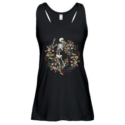 Floral Skeleton Funny Goth Halloween Costume Women Ladies Essential Flowy Tank