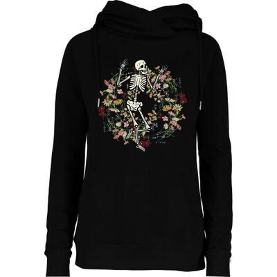 Floral Skeleton Funny Goth Halloween Costume Women Womens Funnel Neck Pullover Hood