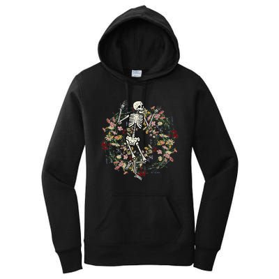 Floral Skeleton Funny Goth Halloween Costume Women Women's Pullover Hoodie