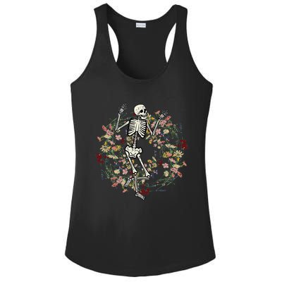 Floral Skeleton Funny Goth Halloween Costume Women Ladies PosiCharge Competitor Racerback Tank