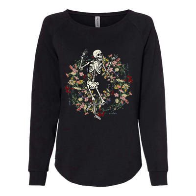 Floral Skeleton Funny Goth Halloween Costume Women Womens California Wash Sweatshirt