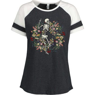 Floral Skeleton Funny Goth Halloween Costume Women Enza Ladies Jersey Colorblock Tee