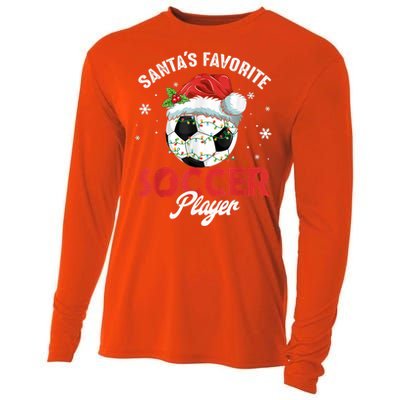 Funny Santa's Favorite Soccer Player Christmas Pajama Cooling Performance Long Sleeve Crew