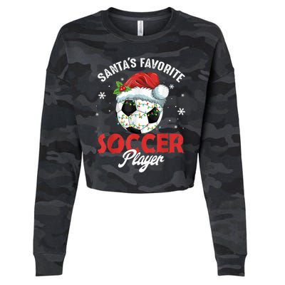 Funny Santa's Favorite Soccer Player Christmas Pajama Cropped Pullover Crew