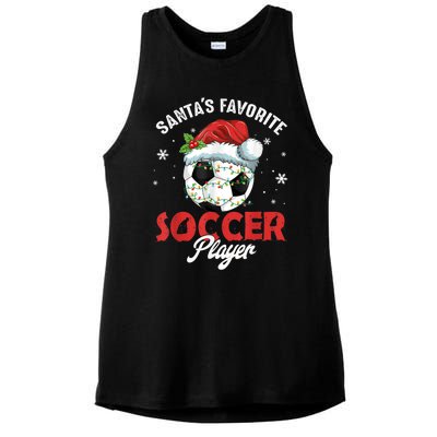 Funny Santa's Favorite Soccer Player Christmas Pajama Ladies PosiCharge Tri-Blend Wicking Tank