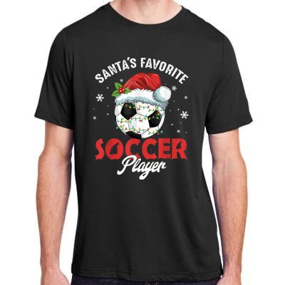 Funny Santa's Favorite Soccer Player Christmas Pajama Adult ChromaSoft Performance T-Shirt