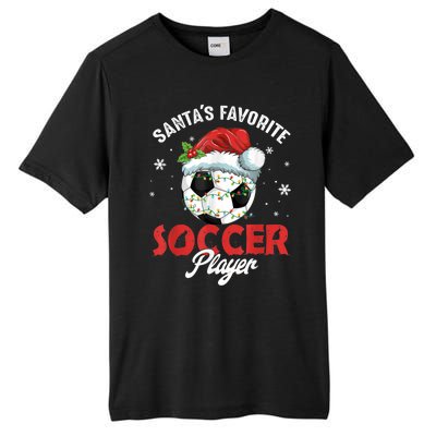 Funny Santa's Favorite Soccer Player Christmas Pajama Tall Fusion ChromaSoft Performance T-Shirt