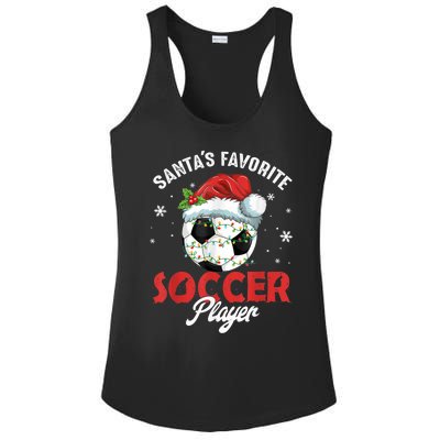 Funny Santa's Favorite Soccer Player Christmas Pajama Ladies PosiCharge Competitor Racerback Tank