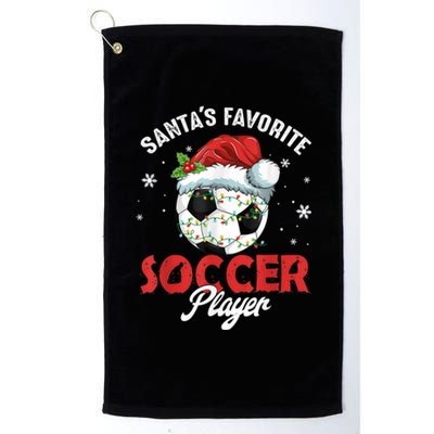 Funny Santa's Favorite Soccer Player Christmas Pajama Platinum Collection Golf Towel