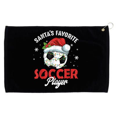 Funny Santa's Favorite Soccer Player Christmas Pajama Grommeted Golf Towel