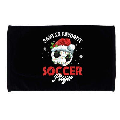 Funny Santa's Favorite Soccer Player Christmas Pajama Microfiber Hand Towel