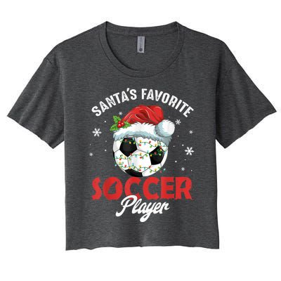 Funny Santa's Favorite Soccer Player Christmas Pajama Women's Crop Top Tee