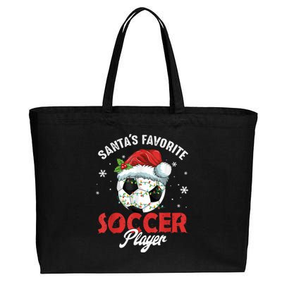 Funny Santa's Favorite Soccer Player Christmas Pajama Cotton Canvas Jumbo Tote