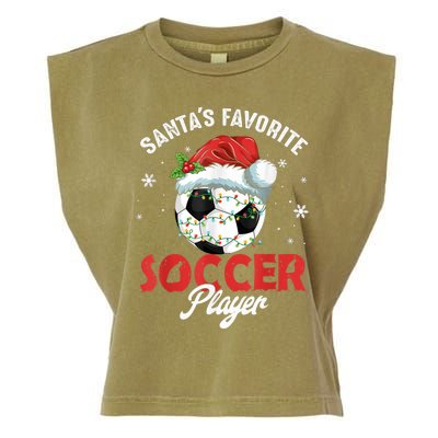 Funny Santa's Favorite Soccer Player Christmas Pajama Garment-Dyed Women's Muscle Tee