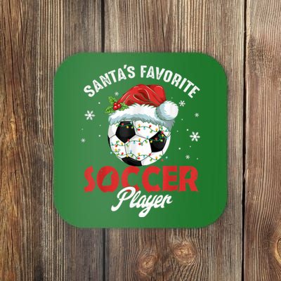 Funny Santa's Favorite Soccer Player Christmas Pajama Coaster