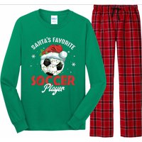 Funny Santa's Favorite Soccer Player Christmas Pajama Long Sleeve Pajama Set