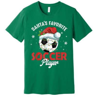 Funny Santa's Favorite Soccer Player Christmas Pajama Premium T-Shirt