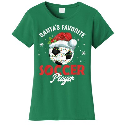 Funny Santa's Favorite Soccer Player Christmas Pajama Women's T-Shirt