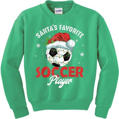 Funny Santa's Favorite Soccer Player Christmas Pajama Kids Sweatshirt