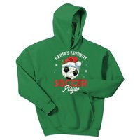 Funny Santa's Favorite Soccer Player Christmas Pajama Kids Hoodie