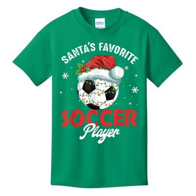 Funny Santa's Favorite Soccer Player Christmas Pajama Kids T-Shirt